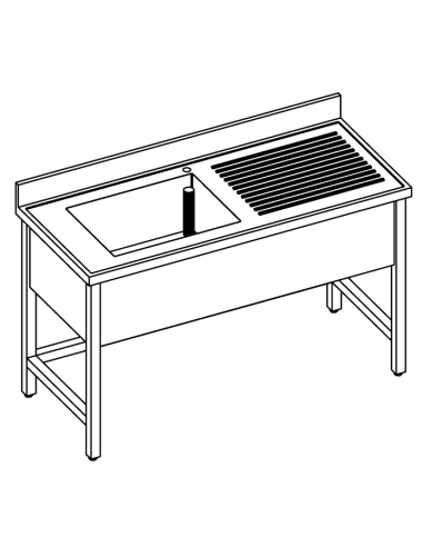 Sink por día - Profundidad 60 - N. 1 bañera - Gocciolatoio a la derecha - Dimensiones diversos