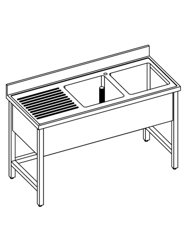 Sink per day - Depth 60 - N. 2 tanks - Left drier