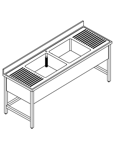 Lavello a giorno - Depth 70 - N. 2 tanks - Left-hand drier