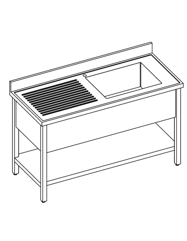 Lavello con ripiano - Profondità 60 - N. 1 vasca - Gocciolatoio a sinistra