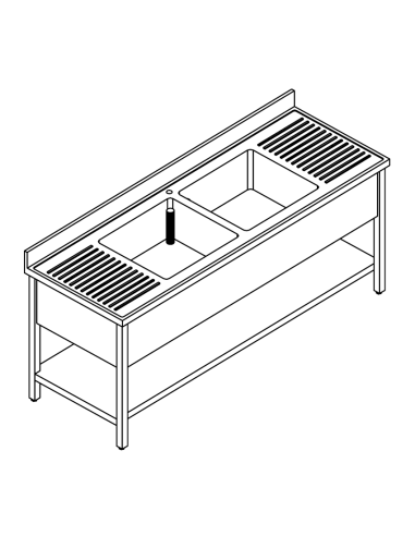 Lavello ripiano - Depth 70 - N. 2 tanks - Right and left dripper