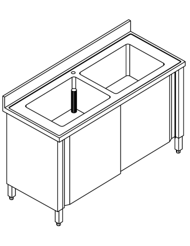 Locked sink - Depth 60 - N. 2 tanks - Dimensions various