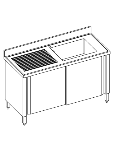 Lavello armadiato - Profondità 60 - N. 1 vasca - Gocciolatoio a sinistra