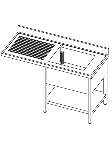 Lavello sbalzo - Ripiano - Profondità 70 - Gocciolatoio a sinistra