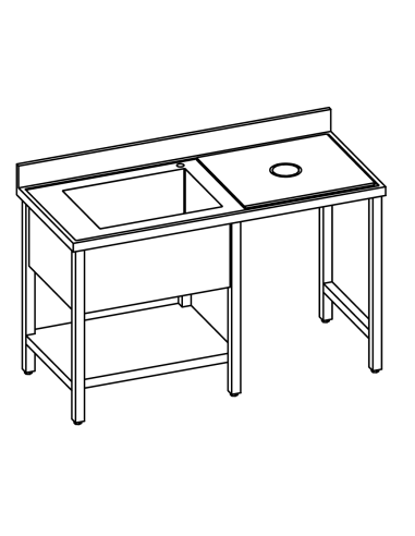 Mesa de preparación vegetal - Con estante - Profundidad 70 - Dimensiones diversos