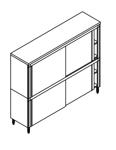 Gabinete de superposición AISI 304 - Puertas deslizantes - Altura 200 cm