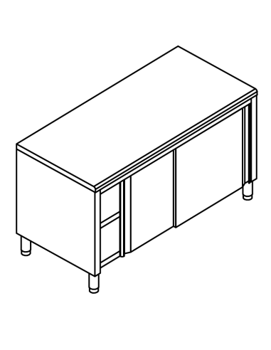 Cupboard table on two fronts AISI 304 - depth 90 cm