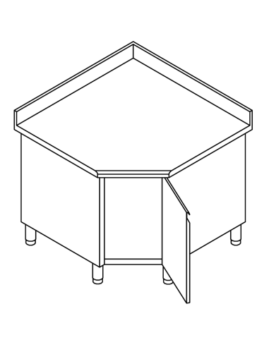 Mesa cerrada AISI 304 - Alzatina - Puertas giratorias - cm 110 x 110 x 70 x 85/90 h