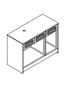 BANCO MACCHINA CAFFE' INOX CON 1 TRAMOGGIA BATTIFONDI, 1 CASSETTO E VANI  APERTI - CM. 125