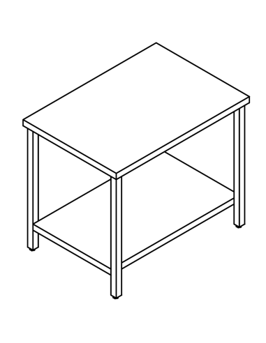 Cuadro con estante AISI 304 - Polietileno superior - Profundidad 100