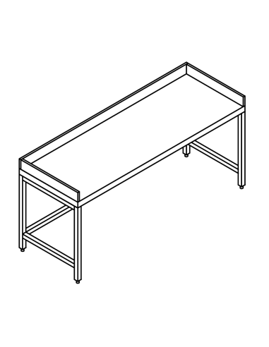 Tavolo a giorno AISI 304 - Piano in polietilene - 3 alzatine - Profondità 70