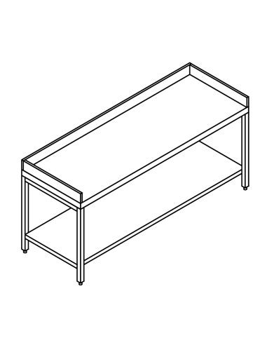 Tavolo con ripiano AISI 304 - Piano in polietilene - 3 alzatine - Profondità 100