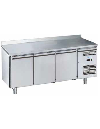 Refrigerated table with 3 doors and splashback - cm 179.5 x 70 x 85/95 h