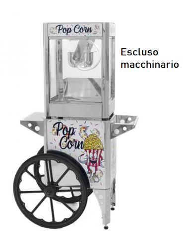 Popcorn cart - Stainless steel - cm 95 x 58 x 86 h