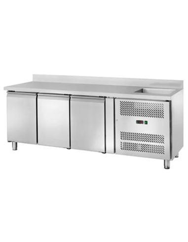 Refrigerated table - N.3 doors - Alzatina - Lavello - cm 202 x 70 x 96 h