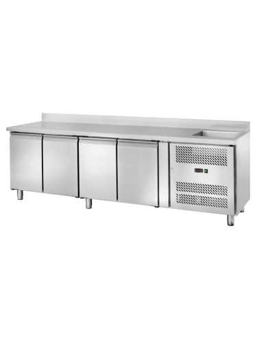 Refrigerated table - N.4 doors - Alzatina - Lavello - cm 250 x 70 x 96 h