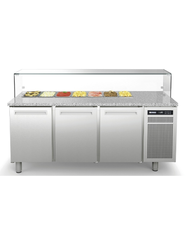 Refrigerated Salads - N.3 drawers - cm 200.4 x 80 x 112h