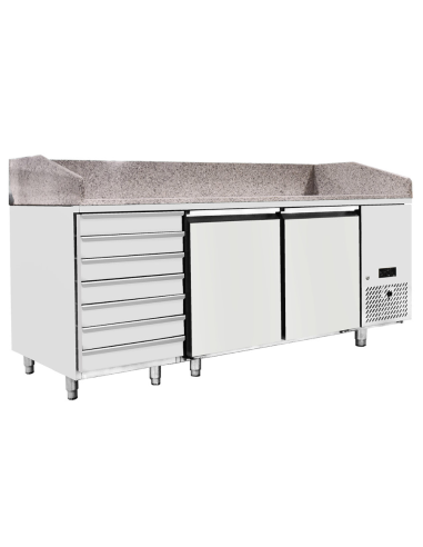 Pizza counter 2 doors and 7 drawers - cm 201 x 80 x 84 h