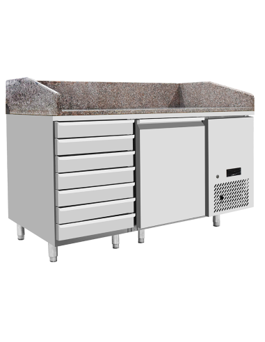 Refrigerated table -  N. 1 door - N. 7 drawers - cm 151 x 80 x 84 h