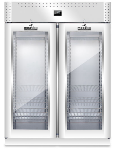 Steel meat display case with double glass door - cm 150 x 85 x 208 h