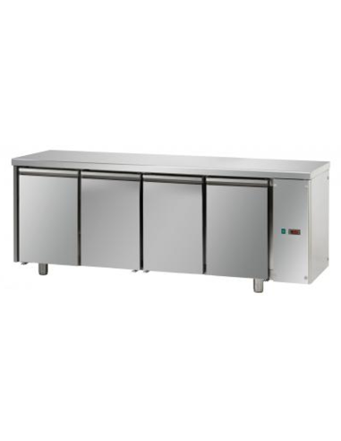 Tavolo refrigerato - Senza gruppo destra - N.4 porte - cm 211 x 70 x 80/101h