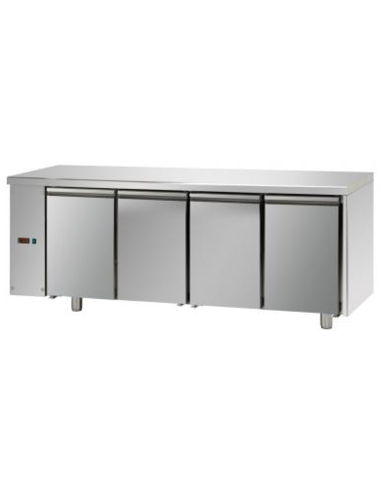 Refrigerated table - Without left group - N.4 doors - cm 211 x 70 x 80/101h