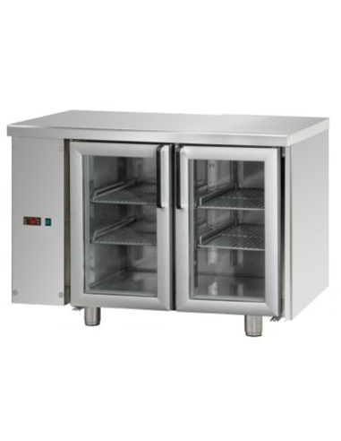 Tavolo gastronomia - Senza gruppo sinistra - N.2 porte vetro - cm 120 x 70 x 80/101h