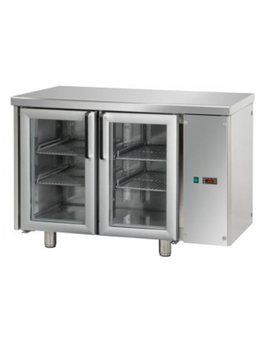 Tavolo gastronomia - Senza gruppo destra - N.2 porte vetro - cm 120 x 70 x 80/101h