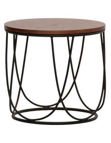 Tabla - Metal pintado - Top de madera - cm Ø 42 x 40 h