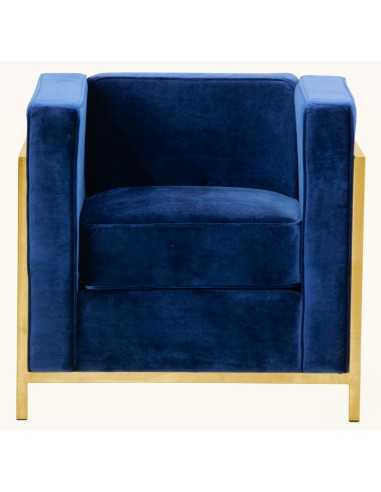 Armchair - Brass metal - Velvet cover - cm 76 x 67 x 71 h