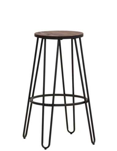 Stool - Painted metal - Wooden seat - cm Ø 33 x 74.5 h