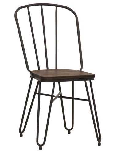 Silla - Metal pintado - Asiento de madera - cm 36 x 36 x 86 h