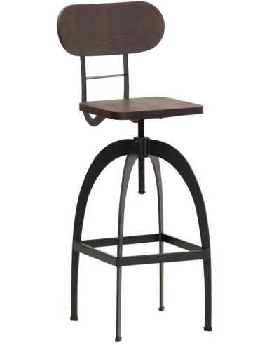 Stool - Backrest and seat adjustable in wood - cm 32 x 32 x 96/113 h