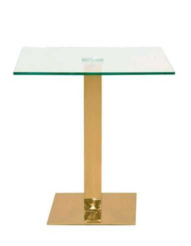 Table - Brass stainless steel - Tempered glass top -  cm 70 x 70 x 75 h