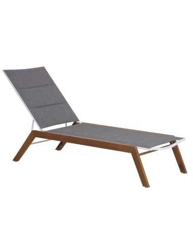 Cot - Aluminum frame and teak - Padded fabric - cm L194 x P66