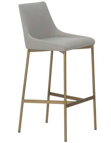 Stool - Metal satin brass - Seat and back padded - cm 40 x 40 x 102 h