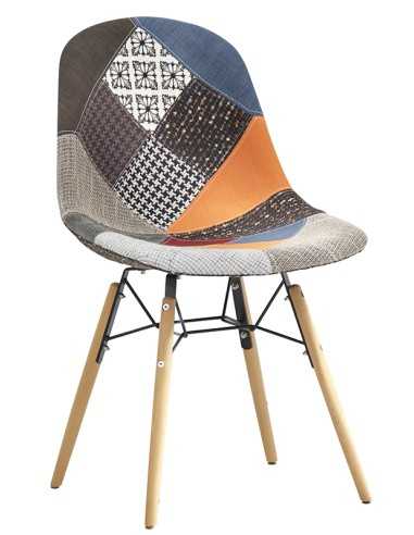 Chair - Beech and painted metal - Padded shell - Fabric - cm 45 x 40 x 89 h