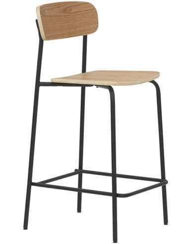 Stool - Painted metal - Multilayer wood - cm 39 x 38 x 94 h