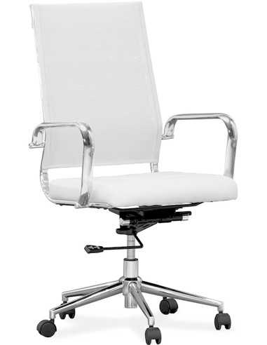 Office Chair - Chrome Metal - Padded Seat - Textilene Back - cm 51 x 45 x 102/108h