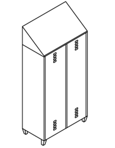 Armadio spogliatoio - N.2 posti - Scivolo e serratura - cm 84 x 35 x 180/198 h