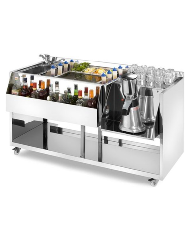 Cocktail counter - Acciaio inox AISI 304 - Dimensions cm 150 x 70 x 83 h