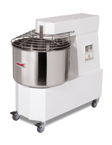 Impastatrice spirale - 2 velocità - Capacità kg 44/lt 50 - Monofase - cm 84.2 x 53 x 77 h