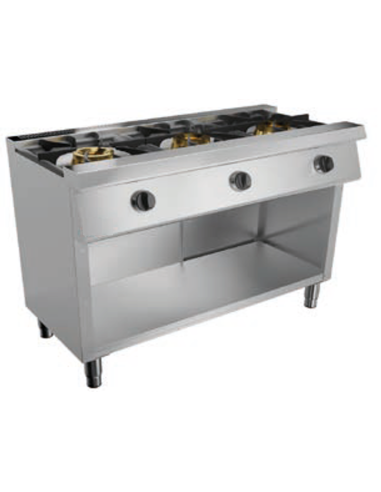 Cocina de gas - compartimento abierto - N.3 fuegos - cm 120 x 57.5 x 90 h