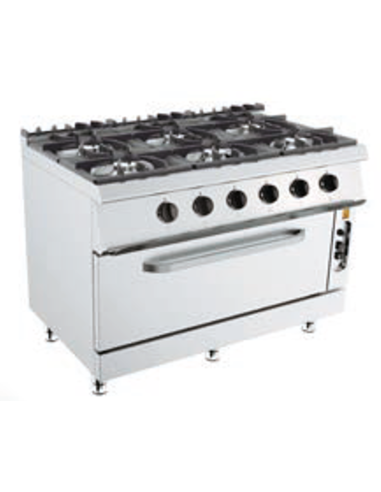 Gas cooker - Large gas oven - N.6 fires - cm 120 x 73 x 90 h