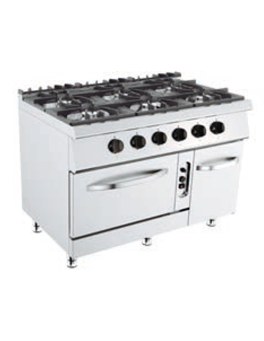 Cocina de gas - Horno de gas - N.6 incendios - cm 120 x 73 x 90 h