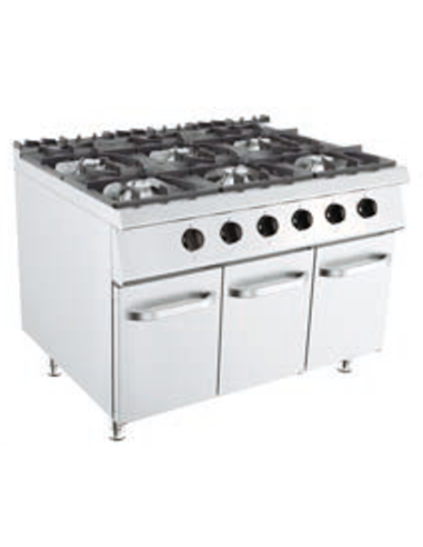 Cocina de gas - Vano con anta - N.6 incendios - cm 120 x 73 x 90 h