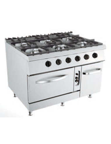 Cucina a gas - Forno a gas - N.6 fuochi - cm 120 x 90 x 90 h