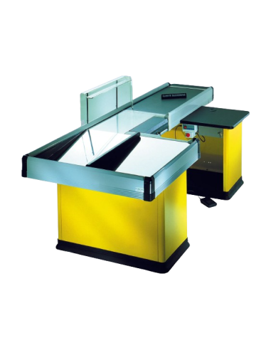 Motorized checkout counter with double basin - cm 226.6