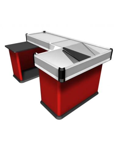 Static checkout counter with double basin - Scanner provision - 200 cm