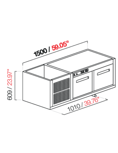 Capucha empotrada - refrigerada - N. 2 puertas - cm 150 x 63 x 60.9 h